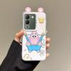 KEYSION Cute Ear Cartoon Case for VIVO V29e 5G with Lanyard Soft Silicone+PC Shockproof Phone Back Cover for VIVO V29e
