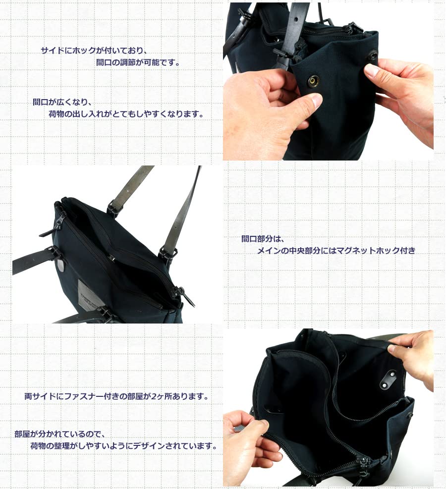 BAGGYPORT BLACK No. 10 High-Density Canvas Tote Bag, Unisex, HandbagShoulder Bag, YNM-410N (Black)