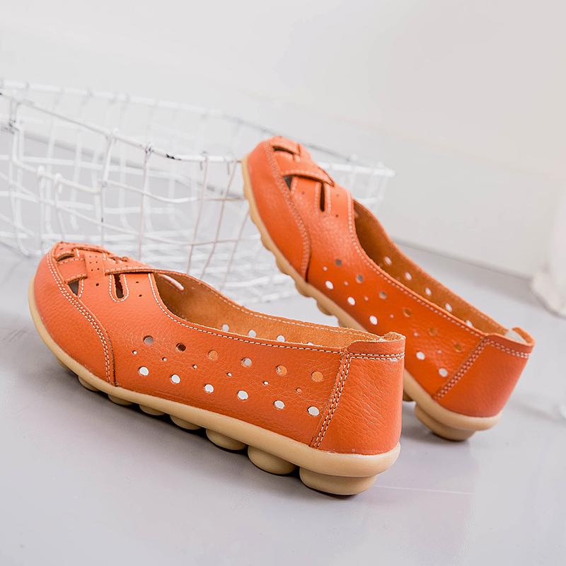 Fashion Women Shoes For Summer Flats Soft Leather Shoes Flat Slip On Loafers Women Casual Shoes Breather Moccasins Nursing Size 44