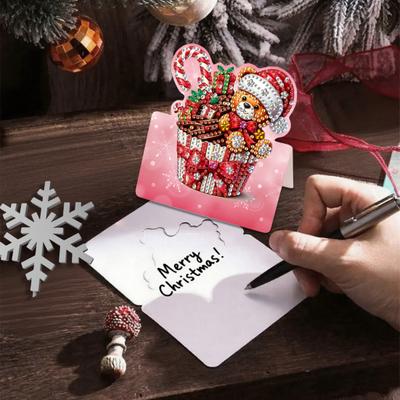 6 Pcs DIY Rhinestone Painting Birthday Gnome Greeting Card Kit 5D Rhinestone Art Birthday Cards for Adults Kids Anniversary Holiday Gifts