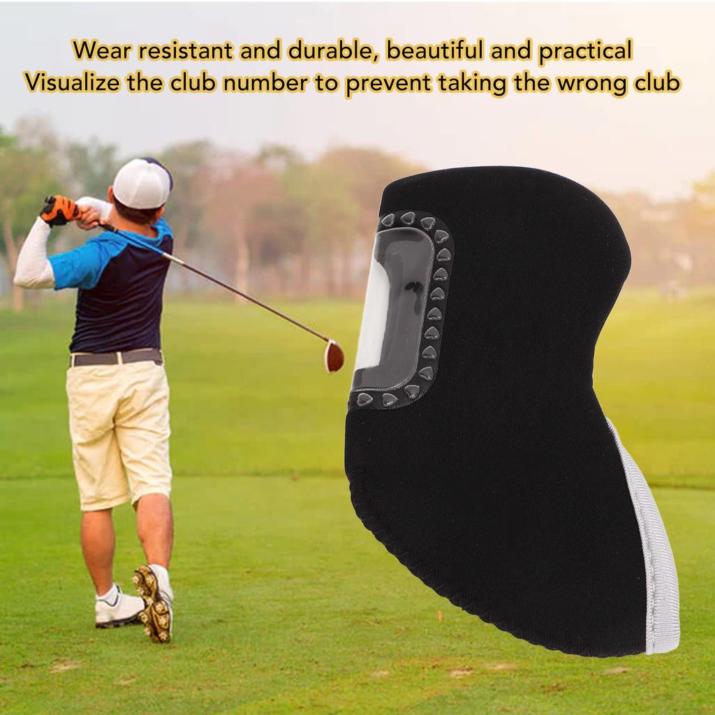 10 PCS Golf Iron Head Covers Golf Club Head Protective Cover Golf Putter Cover Set Black