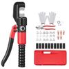 Crimping Tool, AWG12-2/0 Copper And Aluminum Terminal Battery Lug Hydraulic Crimper, with a Cutting Pliers, Gloves, 10pcs Copper Ring Connectors, 8 x