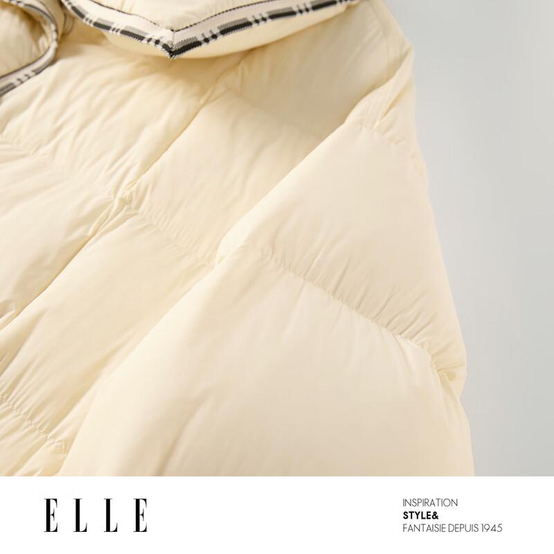ELLE 90% Goose Down Colorblock Stand-up Collar Down Jacket