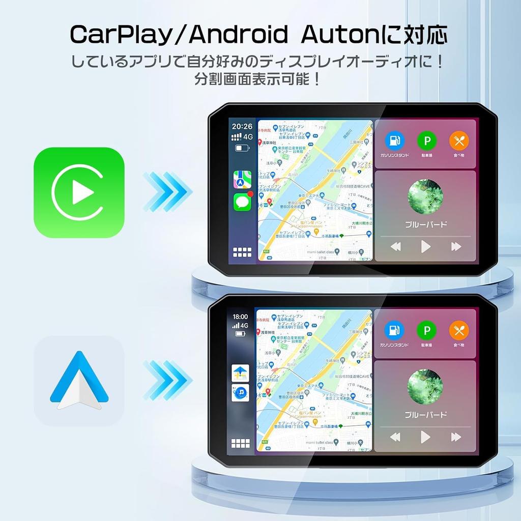 OKYES Motorcycle Dash Cam with Android Auto Metal 1000nit Smart Front and Rear Supports and Intercom Waterproof and Technical Approval Includes 64GB