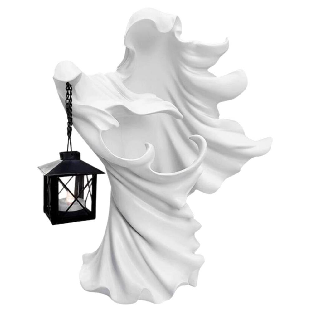 Halloween Witch With Lantern Realistic Resin Ghost Sculpture Ghost Looking For Light Scary Hell Messenger For Home Party Decor