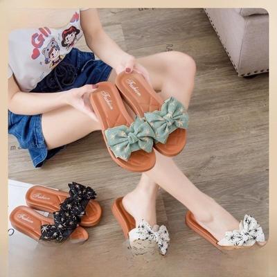 "2023 Summer PVC Bow 3cm Thick Casual Flat Slippers"