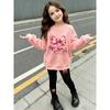 Girls' Glitter Bow Casual Comfortable Soft Loose Pullover Sweatshirt and Leggings 2-Piece Set, New Autumn/Winter, Playful, Sweet and Cool Style