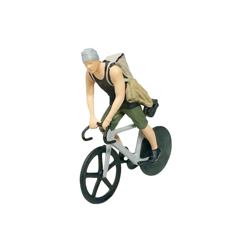 1:64 Cycling Statue Miniature Craft Cycling Scene Miniatures Resin Texture Suitable for Desktop Decorating and Present