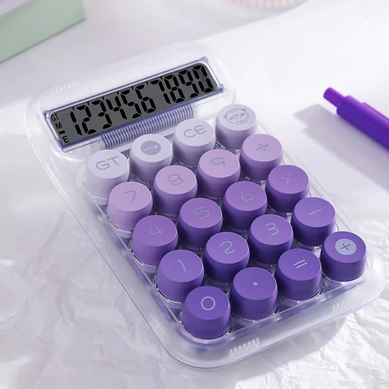 Transparent Gradient Large Button Calculator, Large Screen Electronic 10 Digit, Suitable for Student Business Use