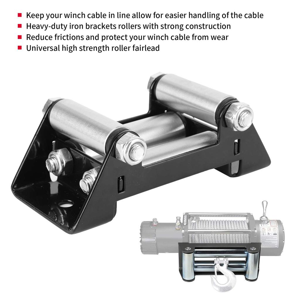 KIMISS Winch Roller Fairlead,Universal 125mm/5" Hole Diameter Side by Side Winch Cable Roller Fairlead Heavy Duty