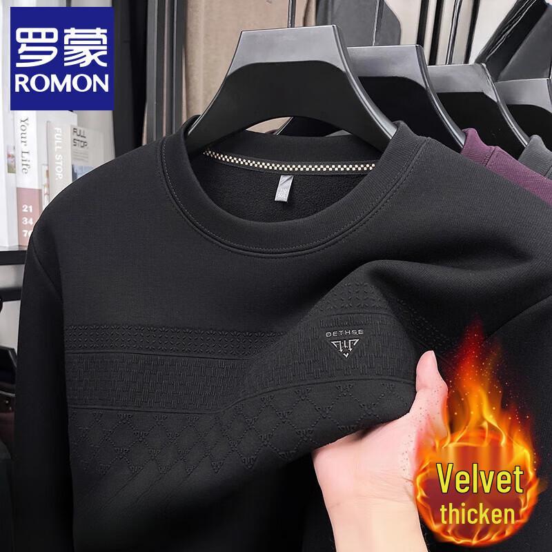 

Luomeng Men s Fleece-Lined Round Neck Sweatshirt M