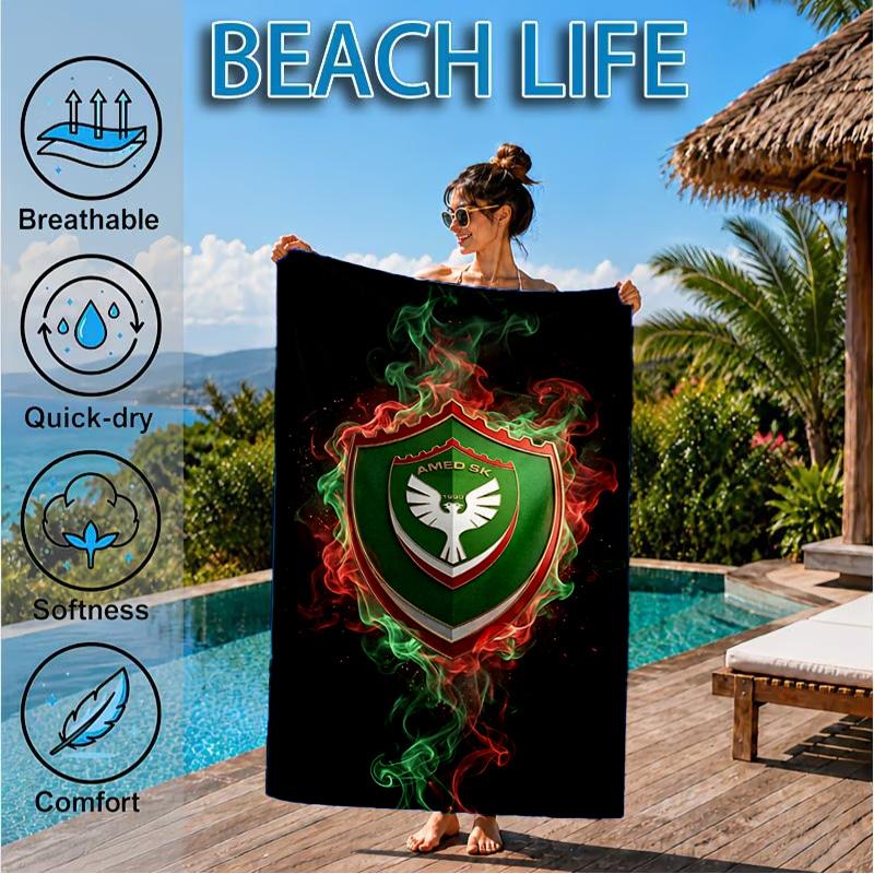 Amed Sk Crest Design Beach Towel, Quick-drying, Easy To Care For, Suitable for Both Fitness and Beach Vacations,Sports Essential