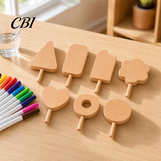 DIY Craft Stick Unfinished Wood Popsicle, Summer Ice Cream Shaped Wooden Popsicles Paint for Projects Home Decoration Supplies