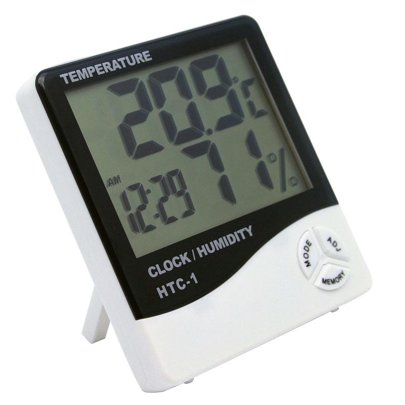 Indoor Thermometer LCD Digital Clock Thermometer Hygrometer Temperature Humidity Tester