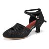 Dance Shoes for Women Hollow Women Outdoor Sandals Breathable Latin Salsa Mid Heel Ballroom Dance Shoes Heel 5.5CM