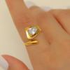 316L Stainless Steel Zircon Inlay Irregular Ring Premium sense niche for Women Retro Metal Open Rings Party Jewelry Gifts
