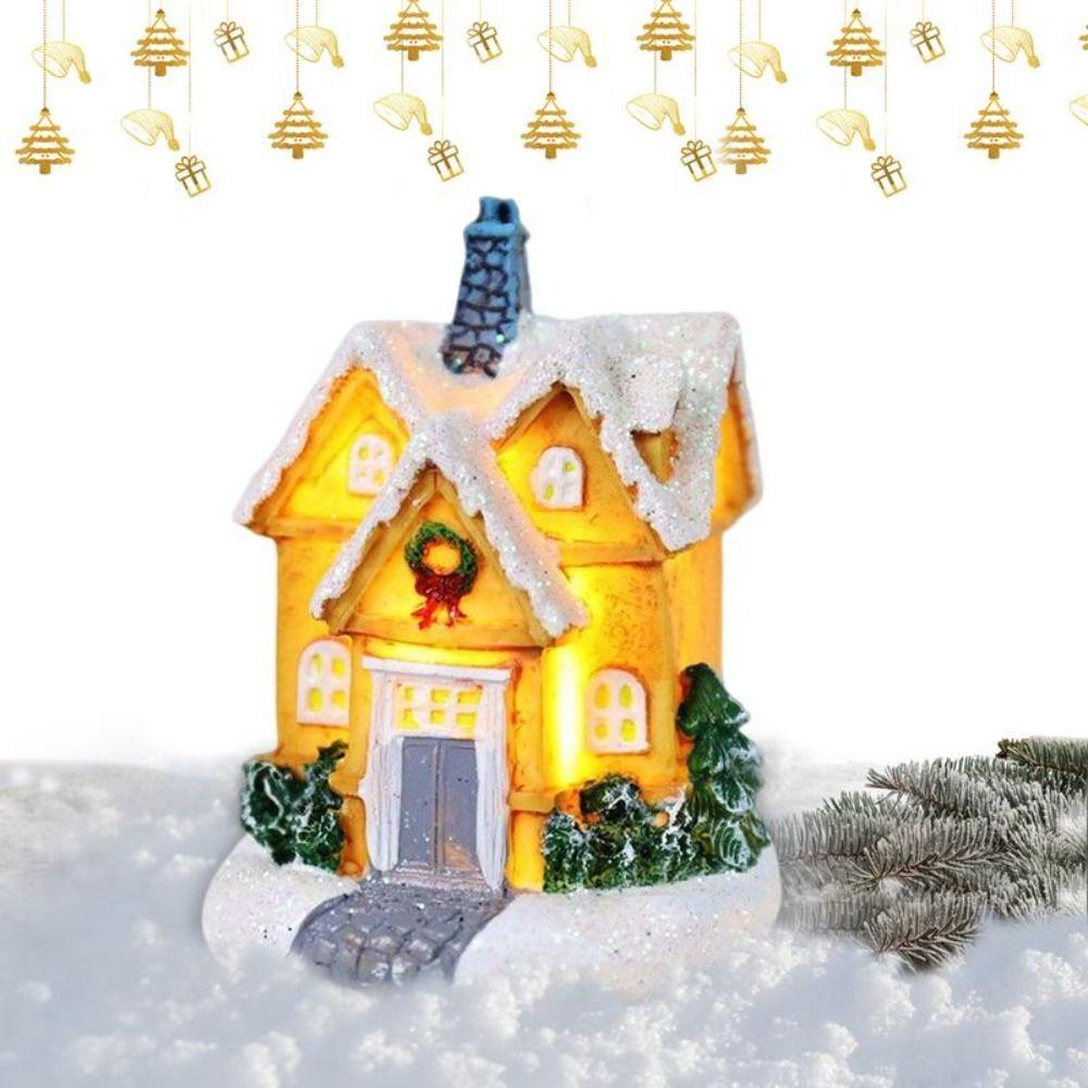 Winter Snow LED Lighted Houses Luminous Village Christmas Figurine Desktop Collectible
