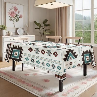 Tribal Geometric Rectangle Table Cloth for Table Decor Kitchen Dining Waterproof Reusable Tablecloth for Tables Dining Room