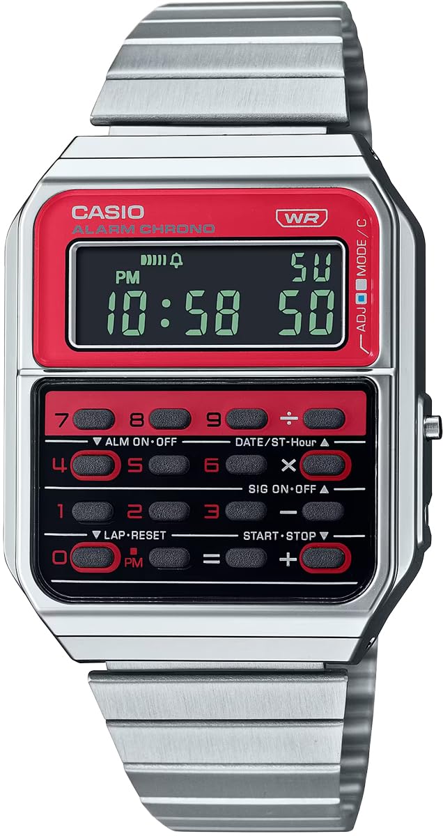

CASIO Vintage Series Digital Watch Heritage Colors Unisex Metal Band Silver x Red Overseas Model [Casio] 8-Digit CA-500WE-4B [Used]