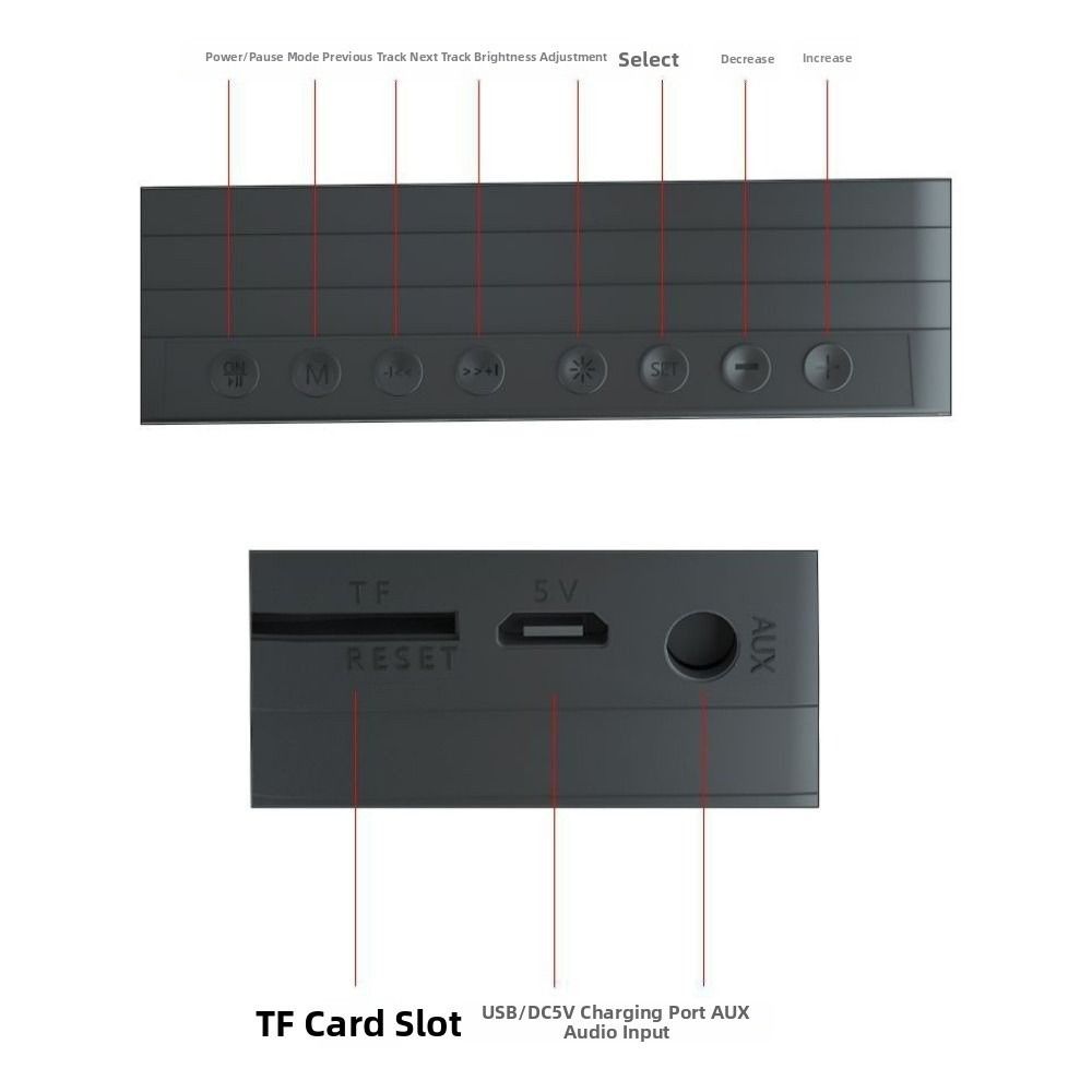 Large LED Screen LED Mirror Screen Alarm Clock Digital Display Dual Alarm Digital Clock Portable Smart Bluetooth Speaker