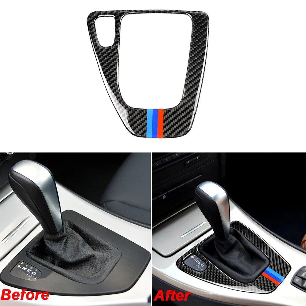 For BMW 3 series E90 E92 E93 Carbon Fiber Interior Auto Gear Shift Control Panel Cover Trim Sticker Accessoire Voiture