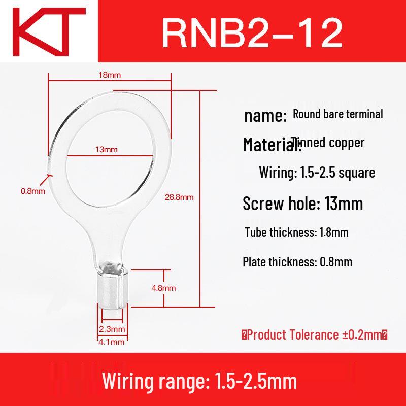 Kaitong Round Bare Crimp Terminals RNB2-12 KT-TO.