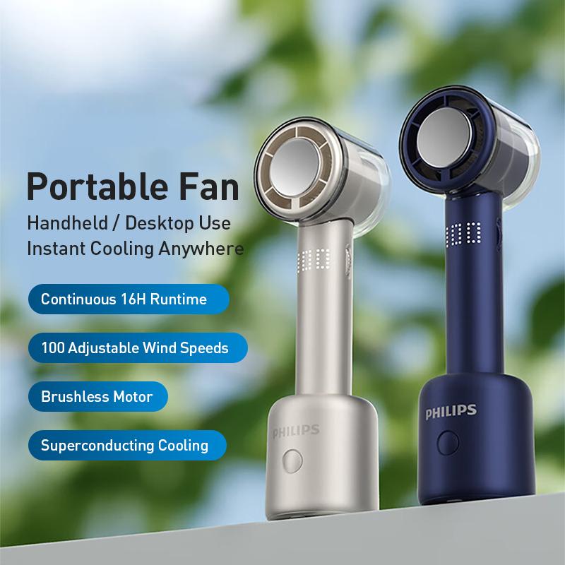 Philips Handheld Fan High Speed Fan With Refrigeration Ice Base 3000 MA Type-C Charging