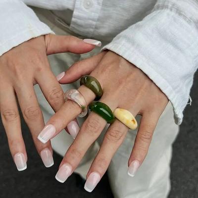 Ingemark 4 Colors Y2K Boho Resin Acrylic Irregular Finger Rings for Women 2025 New Trend Simple Knuckle Rings Aesthetic Jewelry