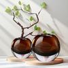 Light Luxury Vase with Thickened Caramel Colored Glass Vase Living Room Bedroom Dining Table Flower Vase, Soft Decoration Decor