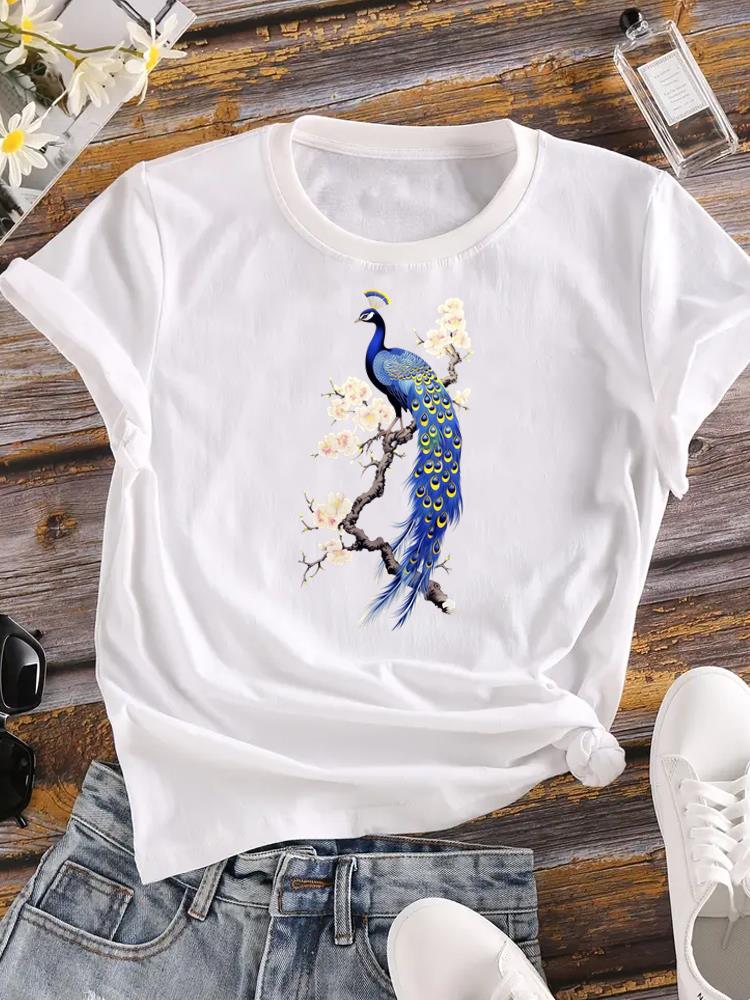 (Asian Size) Watercolor Cute 90s Lady Female Top Printed Women Casual T Shirt Fashion Graphic Short Sleeve T-shirts Tee Clothing