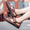 38-48 Casual Summer Breathable Sandals for Men Handmade Hollow Out Flat Leather Sandals Beach Shoes Wading Sandals Genuine Fashion Oxfords