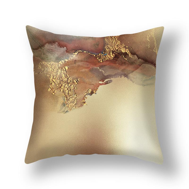 45x45cm Nordic Ins Abstract Gold Blue Marble Print Cushion Cover Sofa Office Seat Lumbar Pillow Cover Home Decoration
