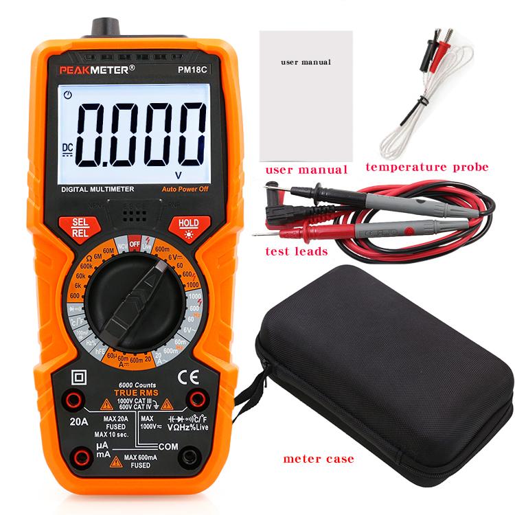 PEAKMETER PM18C Electrician Multimeter, High Precision Digital Intelligent Anti-Burn Household Multimeter