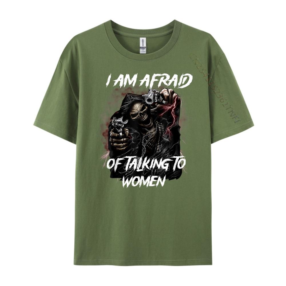 Im Afraid Of Women Shirt Men Skeleton Funny Mens Clothing 2025 Autumn Men Clothes Hip Hop
