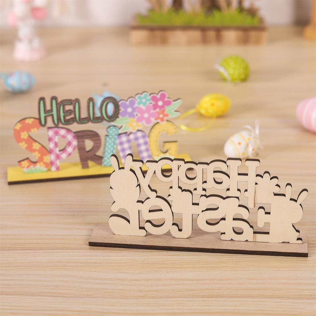 Easters Bunnies Wood Decors Easters Tabletop Ornament Easters Bunnies Centerpieces for Farmhouse Kitchen Dining Room