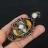 Bumble Bee Jasper & Rainbow Moonstone Jewelry, 999 Copper Wire Wrapped Gemstone Pendant, Handmade Pendant, For Memorial Day
