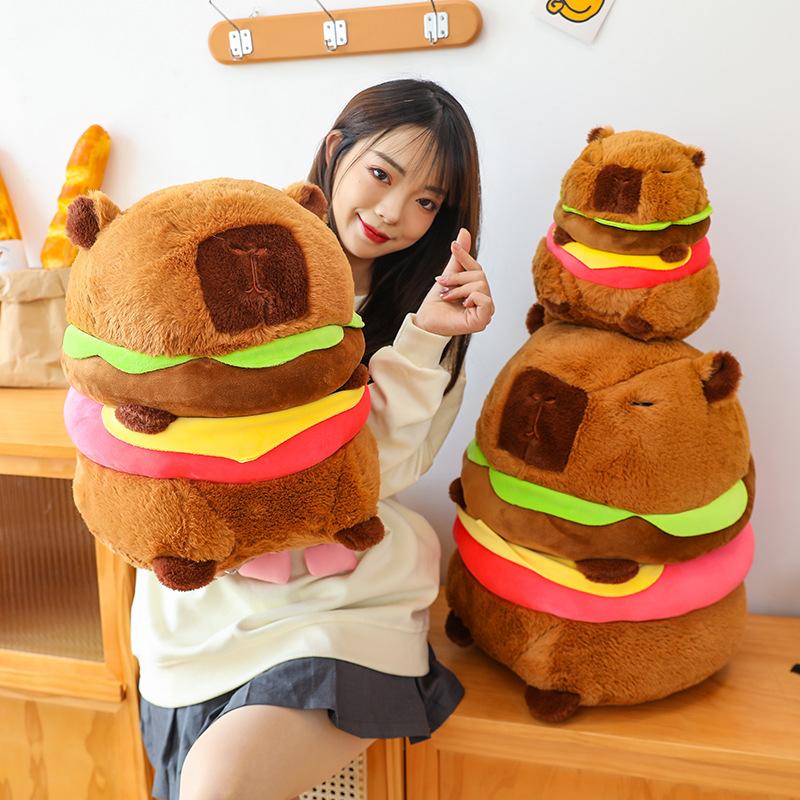 Capibara Burger Capybara Birthday Hat Burger Backpack Cute Ugly Plush Toy Pillow Doll