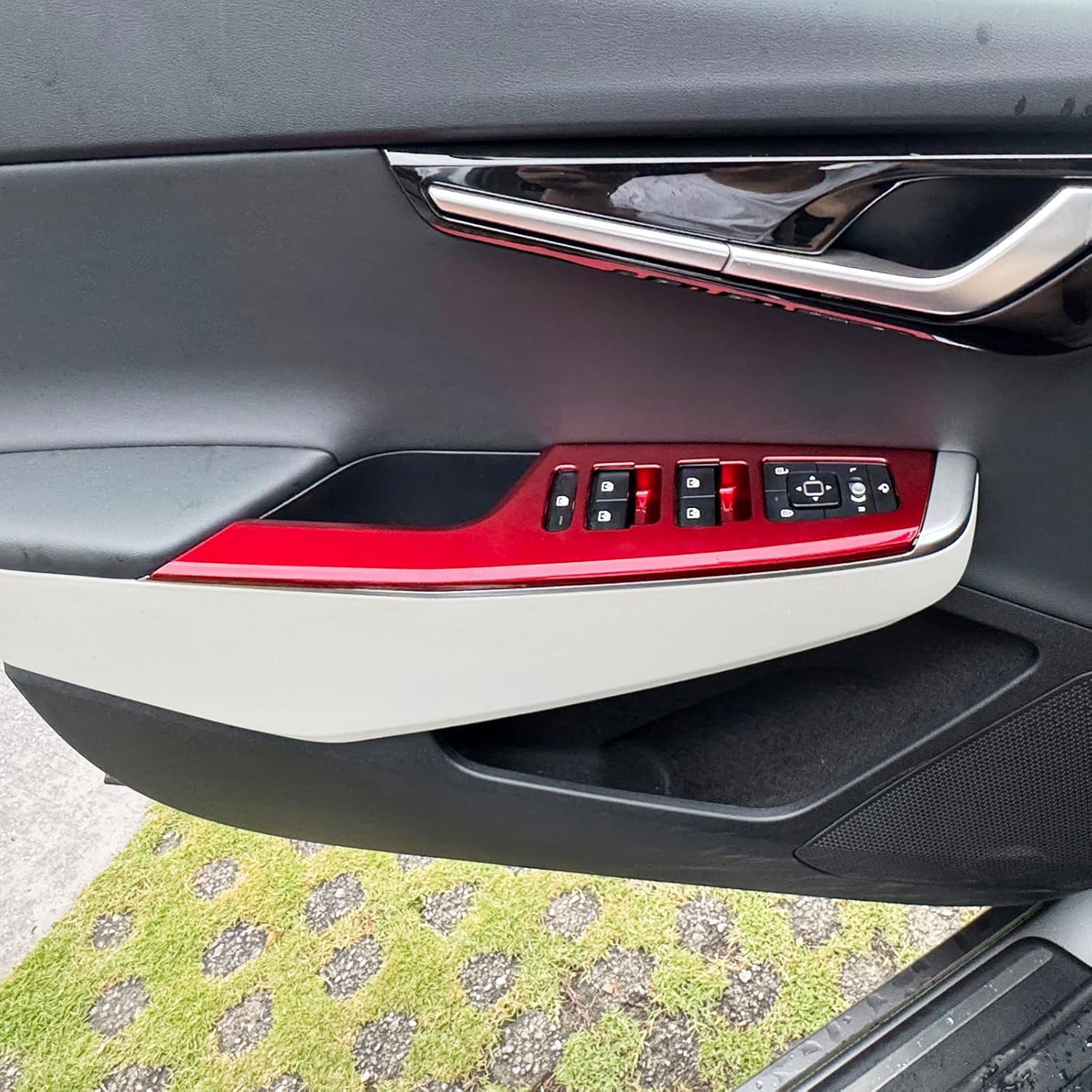 

YOUTOOCAR Накладки на панель переключателей окон, совместимые с Kia EV6 2022-2026, Аксессуары (Текстура древесины) красный