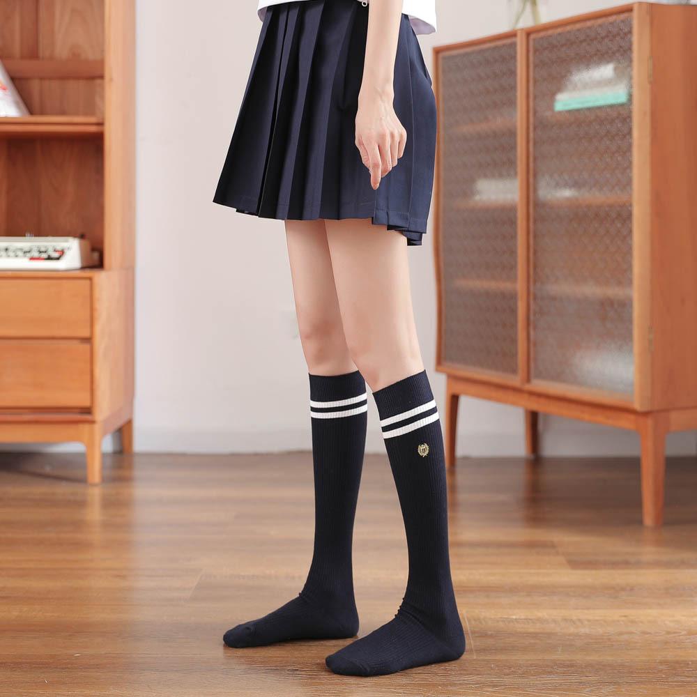 Long Knee-high Socks, High Socks, Cotton Calf Socks, Badge Embroidered Knee-high Socks, Student Socks, Long Socks