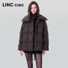 Jinyujie Women's Short Loose Fit Down Jacket with Large Lapel