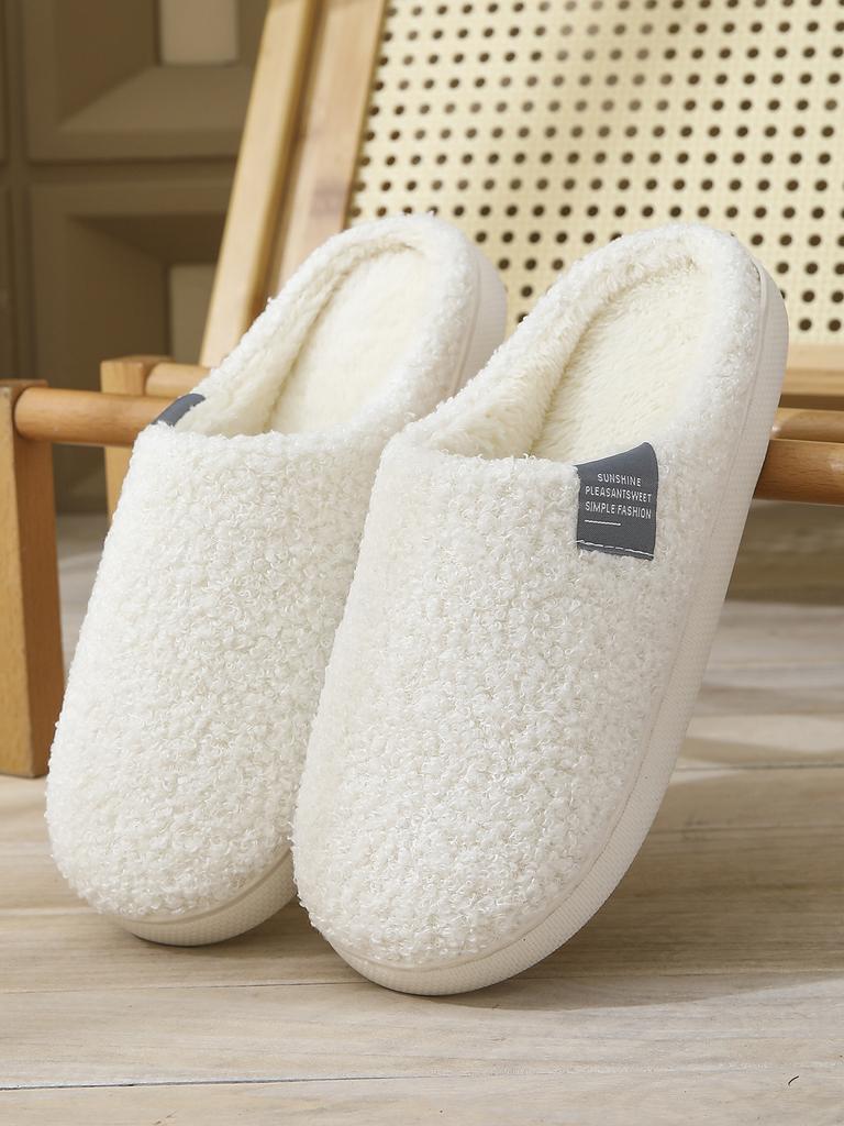 Fashion Pmoiste Felt Living Room Shoes Men and Women Soft Warm TPR Cushion Memory Foam House Slippers Winter Indoor High-quality