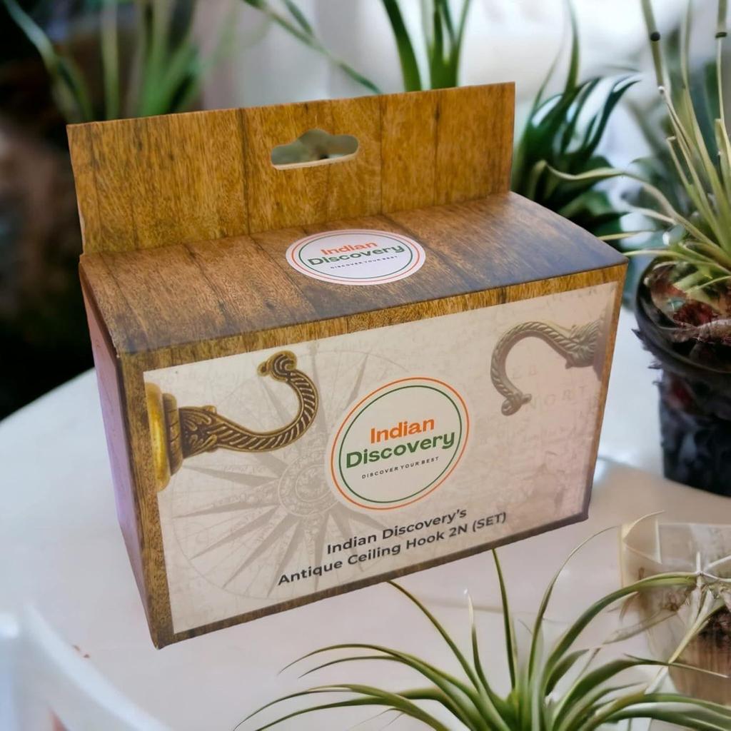 Βαρέως Τύπου Αντικέ Ορειχάλκινοι Γάντζοι Οροφής για Κρεμαστά Φυτά, Καρυδάντια, Φανάρια, Φωτάκια Σειράς,  (Σετ 2, Διακοσμητικές Μεταλλικές Βάσεις Τοίχου/Οροφής)