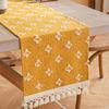 1pc Boho Table Runner for Home Decor Macrame Cream Yellow Farmhouse Table Runner with Tassels for Bohemian Dining Bedroom Decor