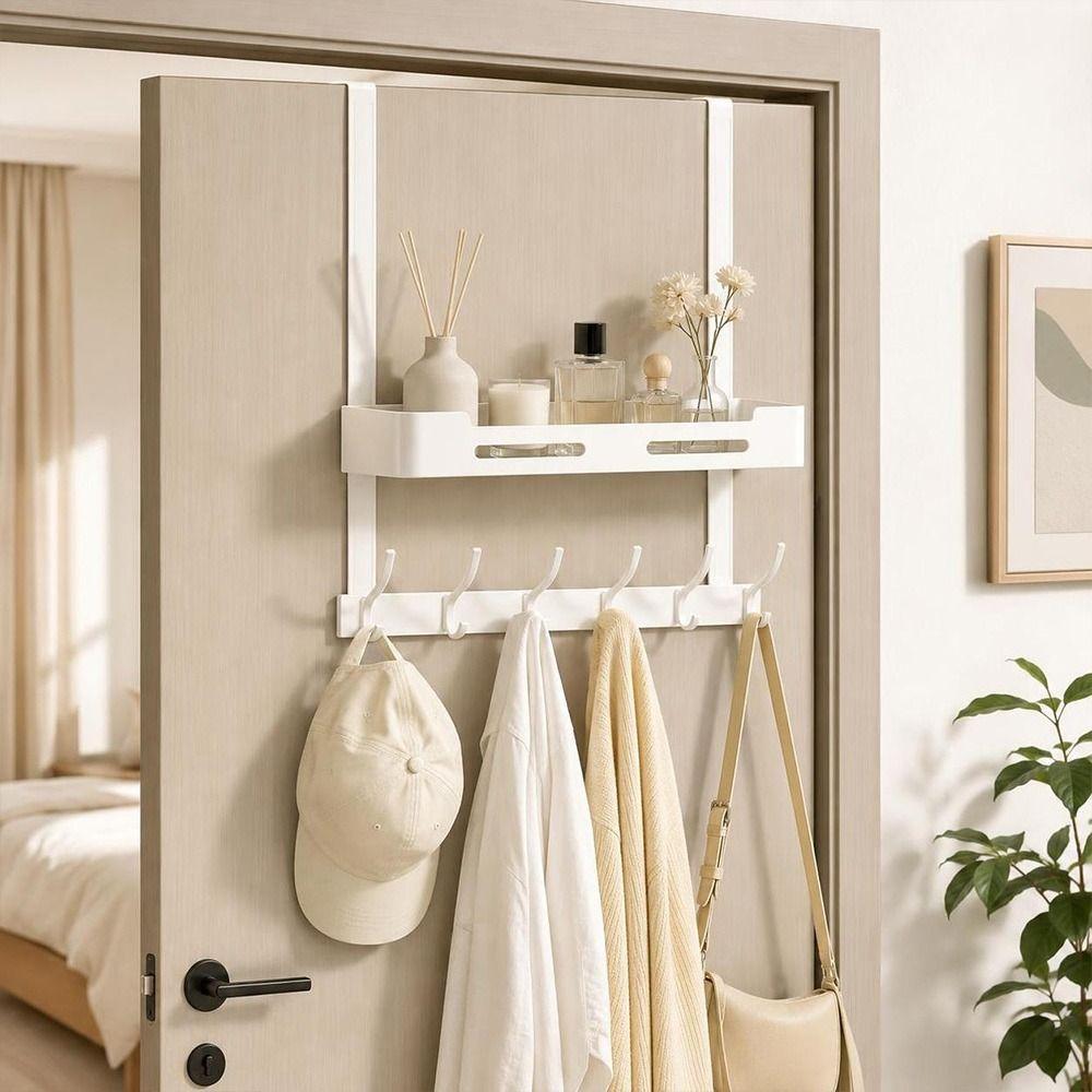 No Drill Over The Door Hook Rack Aluminum Door Organizer Hanging Hook Rack Bedroom Organization