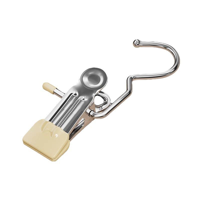 Stainless Steel Multi-Functional Hook Hanger with 3-Shaped Clip for Clothes, Socks, and Pants