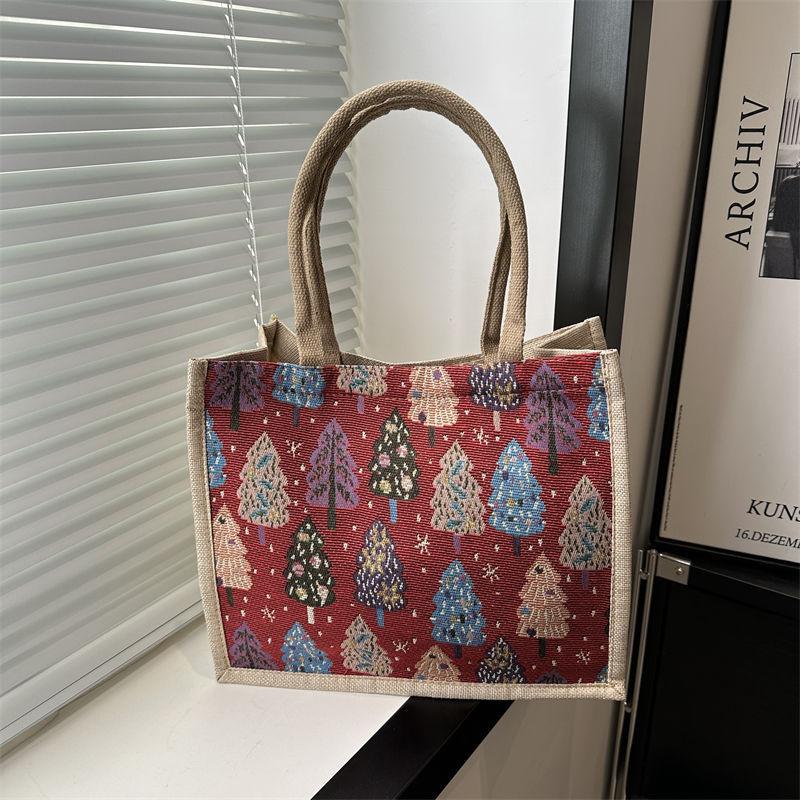 

Popular canvas bag women s handbag 2025 new large-capacity linen tote bag ins commuter tote bag красный