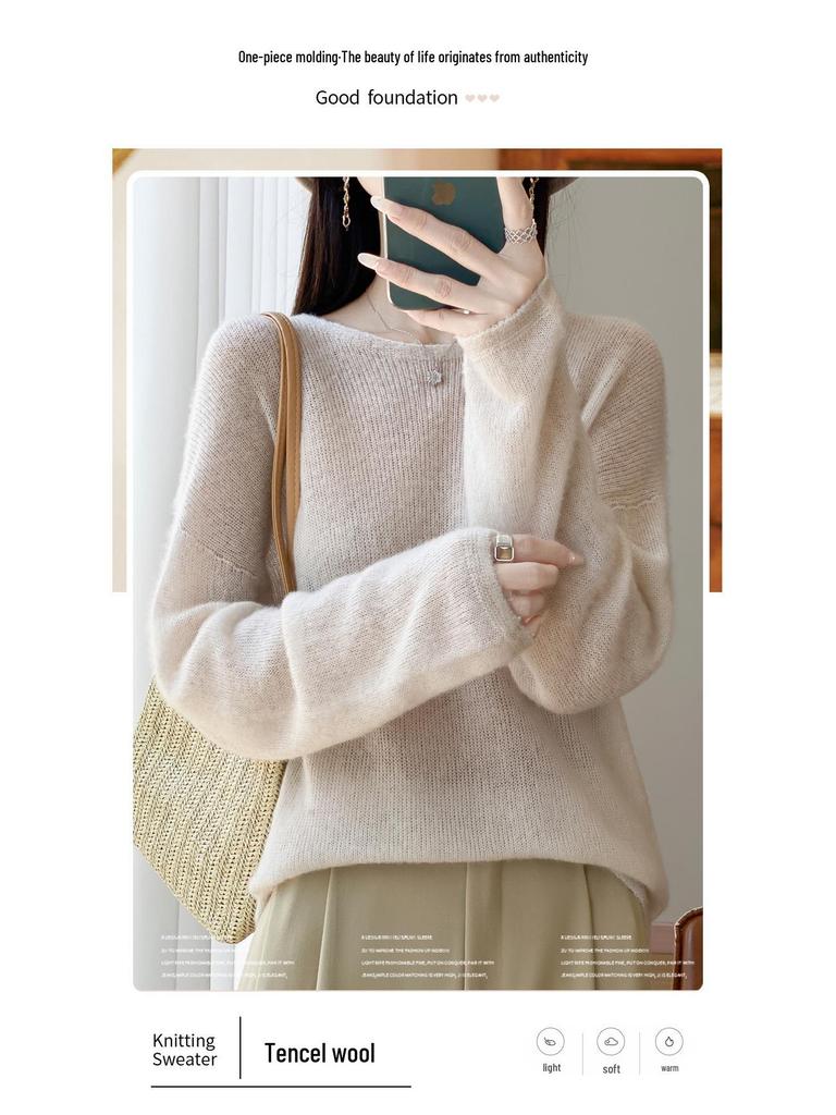 Women's Plus Size Long Knitted Sweater - Versatile Autumn/Winter 2025 Design