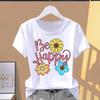 (Asian Size) Sweet Flower Cute Style Short Sleeve T-shirts Print Fashion Female Casual Top T O-neck Graphic Tee Women's Clothing