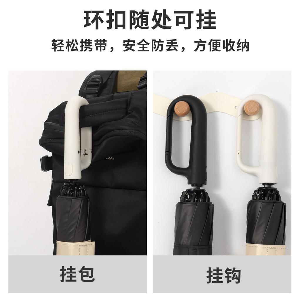 Large custom logo printing automatic ring buckle umbrella folding portable enlarged reinforced hook weather and rain shading