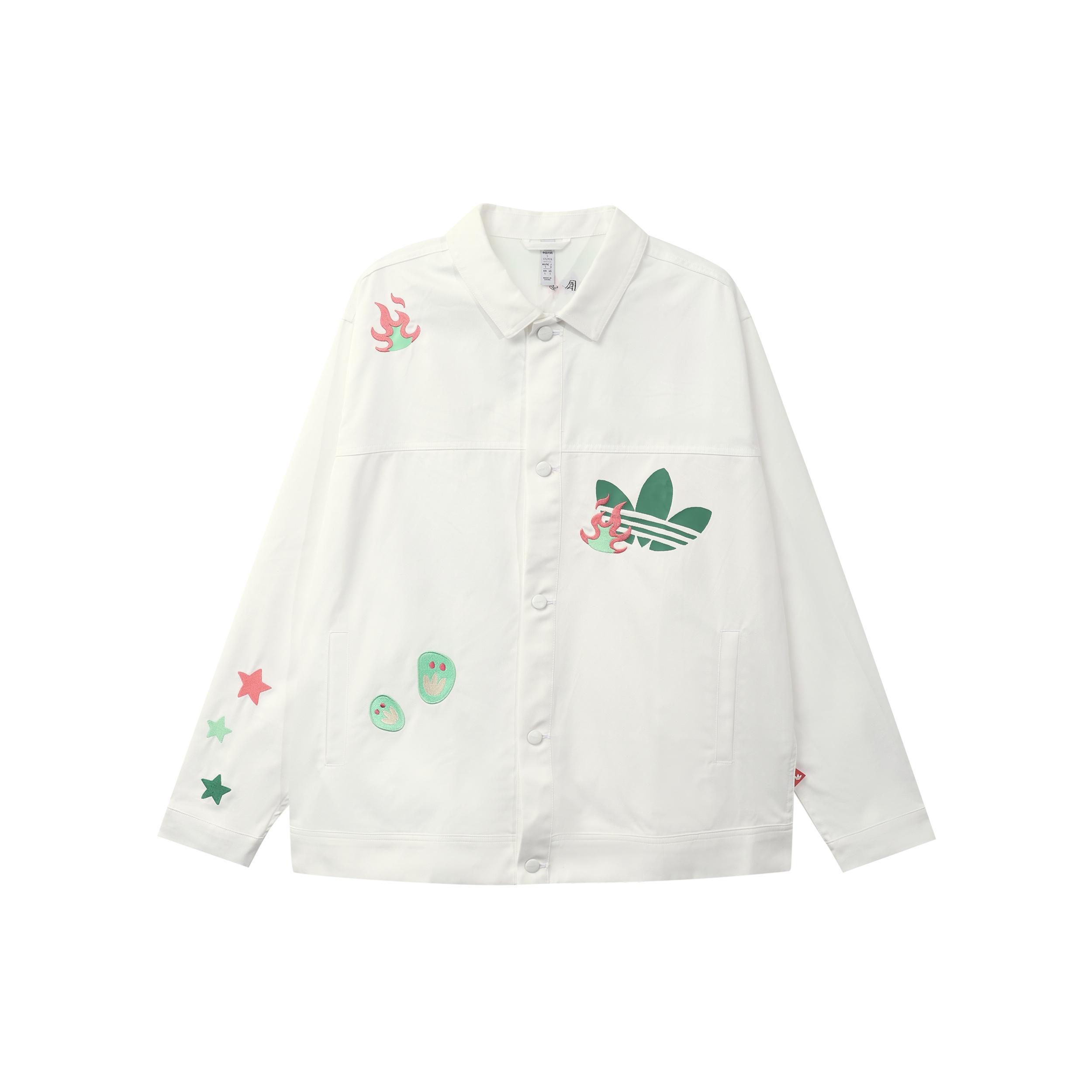 adidas originals SS22 Logo Cartoon Printing Sports Jacket Unisex White Men s HP0116 L